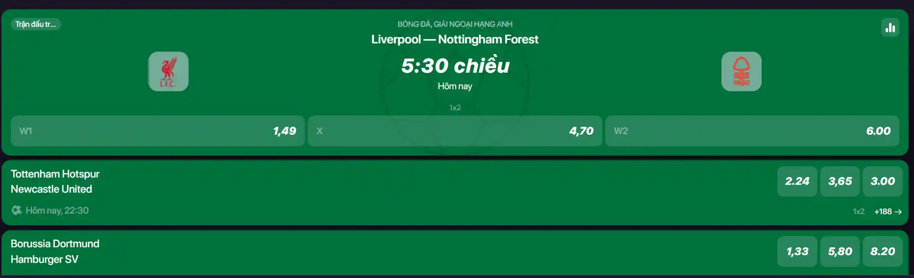 Ảnh chụp giao diện sportsbook CHEXX hiện hành