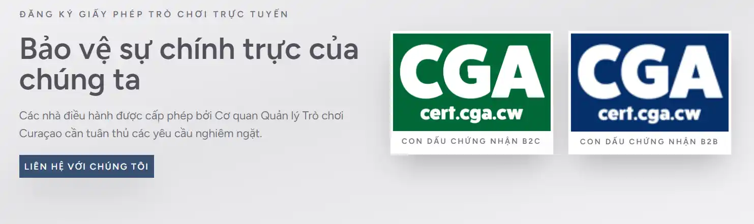 Ảnh chụp chứng nhận giấy phép Curaçao của CHEXX